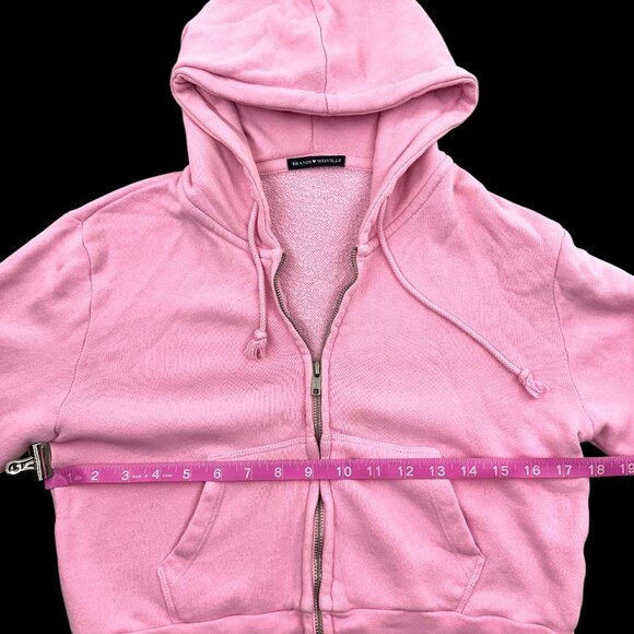 Brandy Melville Pink Cropped Zip Up Hoodie - Picture 6 of 6